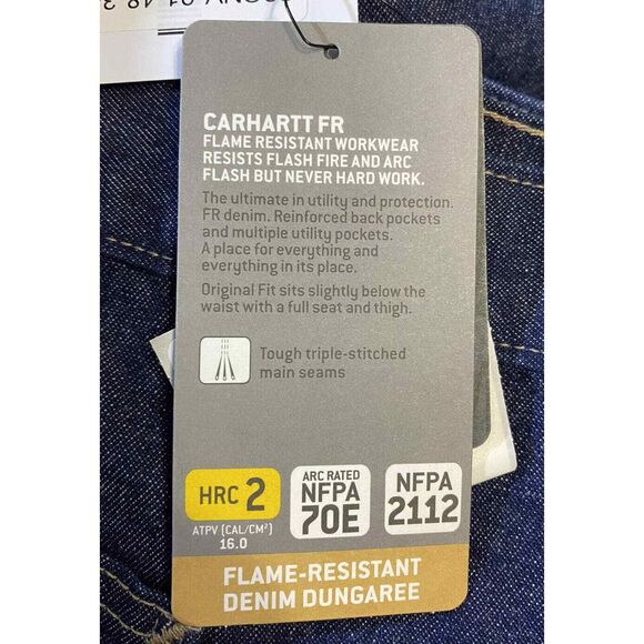 Carhartt NEW FRB13 Flame Resistant Signature Denim Dungaress MSRP $85 48x34 - Picture 6 of 6